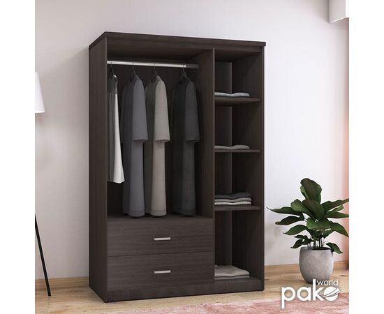 Ντουλάπα ρούχων τρίφυλλη OLYMPUS pakoworld χρώμα wenge 120x57x183εκ - ΝΤΟΥΛΑΠΕΣ στο Milonadakis.gr