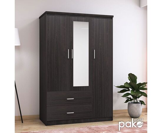 Ντουλάπα ρούχων τρίφυλλη OLYMPUS pakoworld χρώμα wenge 120x57x183εκ - ΝΤΟΥΛΑΠΕΣ στο Milonadakis.gr