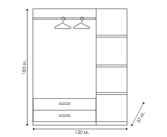 Ντουλάπα ρούχων τρίφυλλη OLYMPUS pakoworld χρώμα wenge 120x57x183εκ - ΝΤΟΥΛΑΠΕΣ στο Milonadakis.gr