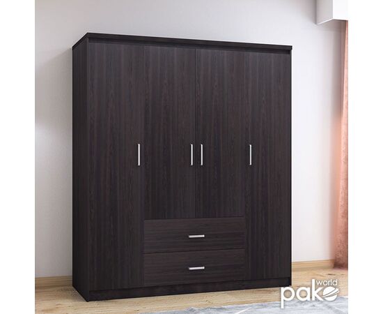 Ντουλάπα ρούχων τετράφυλλη OLYMPUS pakoworld χρώμα wenge 159x57x183εκ - ΝΤΟΥΛΑΠΕΣ στο Milonadakis.gr