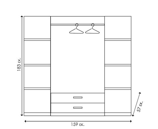 Ντουλάπα ρούχων τετράφυλλη OLYMPUS pakoworld χρώμα wenge 159x57x183εκ - ΝΤΟΥΛΑΠΕΣ στο Milonadakis.gr
