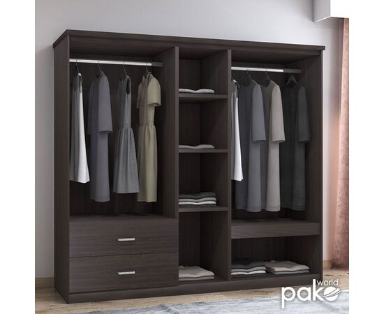 Ντουλάπα ρούχων πεντάφυλλη OLYMPUS pakoworld χρώμα wenge 198x57x183εκ - ΝΤΟΥΛΑΠΕΣ στο Milonadakis.gr