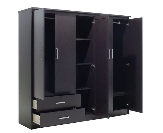 Ντουλάπα ρούχων πεντάφυλλη OLYMPUS pakoworld χρώμα wenge 198x57x183εκ - ΝΤΟΥΛΑΠΕΣ στο Milonadakis.gr