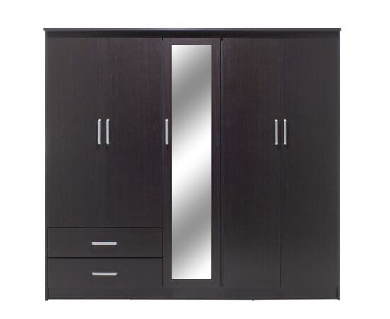 Ντουλάπα ρούχων πεντάφυλλη OLYMPUS pakoworld χρώμα wenge 198x57x183εκ - ΝΤΟΥΛΑΠΕΣ στο Milonadakis.gr