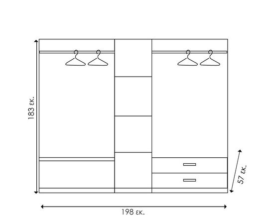 Ντουλάπα ρούχων πεντάφυλλη OLYMPUS pakoworld χρώμα wenge 198x57x183εκ - ΝΤΟΥΛΑΠΕΣ στο Milonadakis.gr