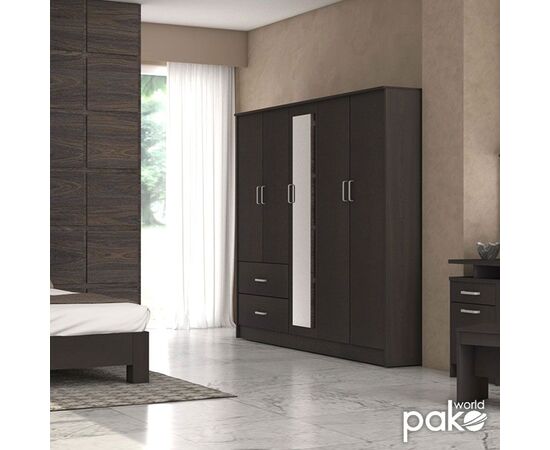 Ντουλάπα ρούχων πεντάφυλλη OLYMPUS pakoworld χρώμα wenge 198x57x183εκ - ΝΤΟΥΛΑΠΕΣ στο Milonadakis.gr