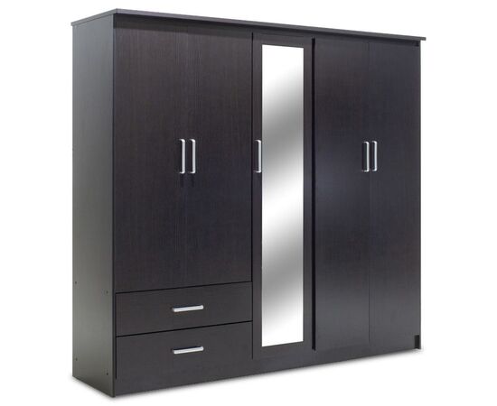 Ντουλάπα ρούχων πεντάφυλλη OLYMPUS pakoworld χρώμα wenge 198x57x183εκ - ΝΤΟΥΛΑΠΕΣ στο Milonadakis.gr