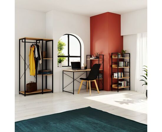 Βιβλιοθήκη- Ραφιέρα Ramon pakoworld φυσικό-μαύρο 60x28x125,5εκ - ΒΙΒΛΙΟΘΗΚΕΣ στο Milonadakis.gr