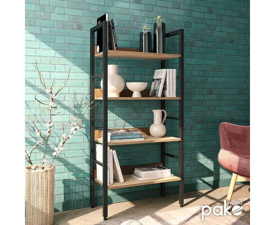 Βιβλιοθήκη- Ραφιέρα Ramon pakoworld φυσικό-μαύρο 60x28x125,5εκ - ΒΙΒΛΙΟΘΗΚΕΣ στο Milonadakis.gr