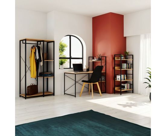 Γραφείο-ραφιέρα Ramon pakoworld φυσικό-μαύρο 122x64x120εκ - ΓΡΑΦΕΙΑ στο Milonadakis.gr