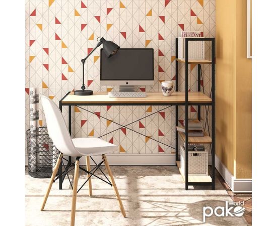 Γραφείο-ραφιέρα Ramon pakoworld φυσικό-μαύρο 122x64x120εκ - ΓΡΑΦΕΙΑ στο Milonadakis.gr