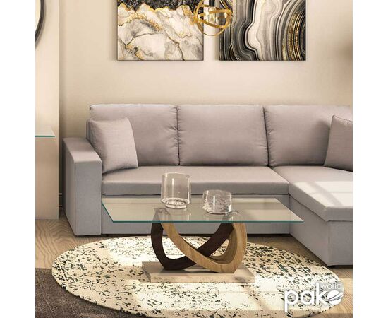 Τραπέζι σαλονιού Masai pakoworld sonoma μελαμίνης - γυαλί 120x60x43εκ - ΤΡΑΠΕΖΑΚΙΑ ΣΑΛΟΝΙΟΥ στο Milonadakis.gr