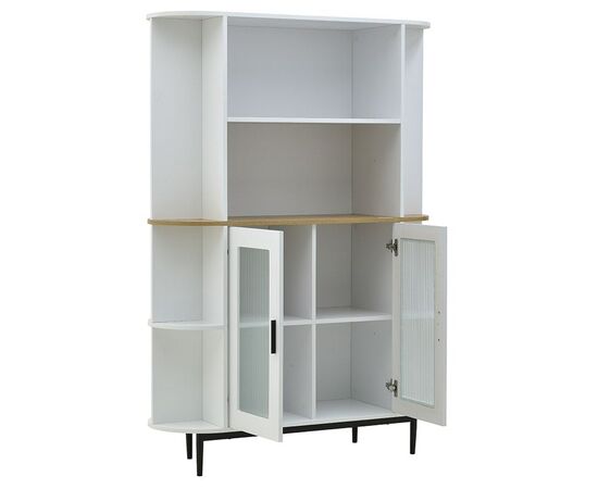 Βιτρίνα Xarvey Inart λευκό-φυσικό ξύλο 110x38x160εκ - ΒΙΤΡΙΝΕΣ στο Milonadakis.gr