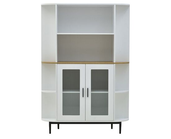 Βιτρίνα Xarvey Inart λευκό-φυσικό ξύλο 110x38x160εκ - ΒΙΤΡΙΝΕΣ στο Milonadakis.gr