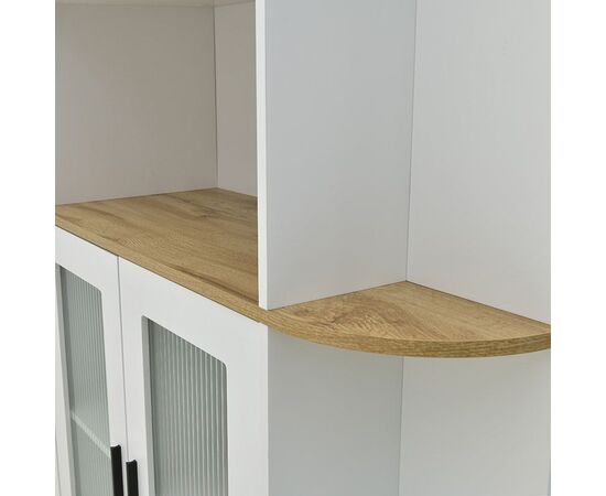 Βιτρίνα Xarvey Inart λευκό-φυσικό ξύλο 110x38x160εκ - ΒΙΤΡΙΝΕΣ στο Milonadakis.gr