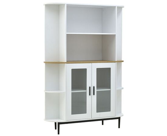 Βιτρίνα Xarvey Inart λευκό-φυσικό ξύλο 110x38x160εκ - ΒΙΤΡΙΝΕΣ στο Milonadakis.gr