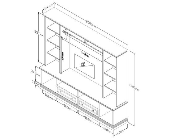 Σύνθετο σαλονιού Mozart pakoworld χρώμα καρυδί 200x40x170,5εκ - ΣΥΝΘΕΣΕΙΣ ΣΑΛΟΝΙΟΥ στο Milonadakis.gr
