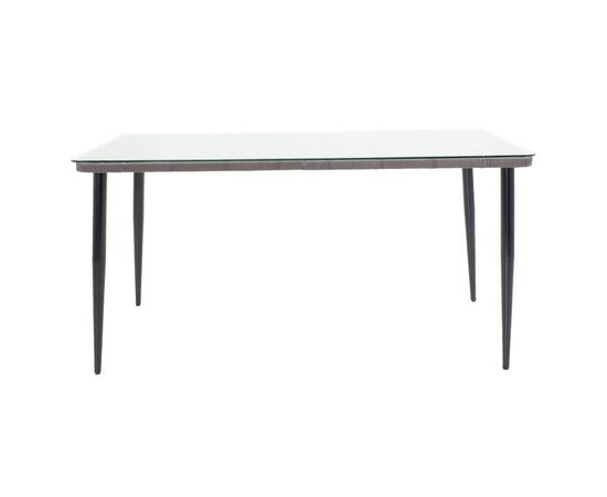 Τραπέζι Naoki pakoworld μέταλλο μαύρο-pe γκρι-γυαλί 160x90x78εκ - ΤΡΑΠΕΖΙΑ ΕΞ. ΧΩΡΟΥ στο Milonadakis.gr