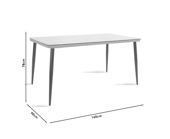 Τραπέζι Naoki pakoworld μέταλλο μαύρο-pe γκρι-γυαλί 160x90x78εκ - ΤΡΑΠΕΖΙΑ ΕΞ. ΧΩΡΟΥ στο Milonadakis.gr
