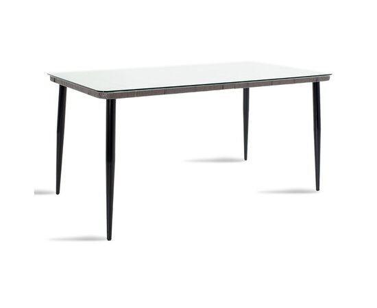 Τραπέζι Naoki pakoworld μέταλλο μαύρο-pe γκρι-γυαλί 160x90x78εκ - ΤΡΑΠΕΖΙΑ ΕΞ. ΧΩΡΟΥ στο Milonadakis.gr