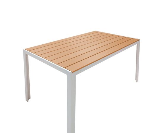 Τραπέζι Nares pakoworld αλουμίνιο λευκό-plywood φυσικό 140x80x72.5εκ - ΤΡΑΠΕΖΙΑ ΕΞ. ΧΩΡΟΥ στο Milonadakis.gr