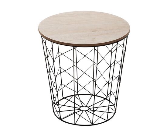 Βοηθητικό τραπέζι σαλονιού Cabel pakoworld oak-μαύρο Φ37.5x37εκ - ΒΟΗΘΗΤΙΚΑ ΤΡΑΠΕΖΑΚΙΑ στο Milonadakis.gr