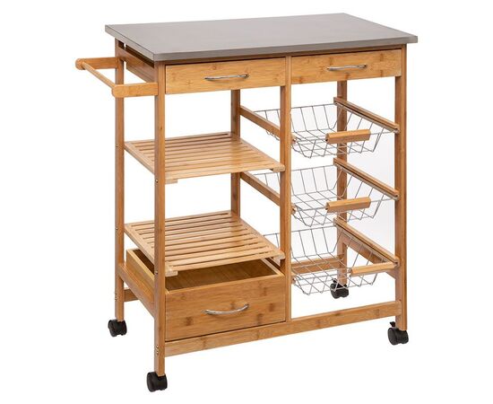 Τρόλεϊ-ραφιέρα 7όροφη Esla pakoworld bamboo φυσικό-λευκό 73,5x37x86εκ - ΟΡΓΑΝΩΣΗ ΣΠΙΤΙΟΥ στο Milonadakis.gr