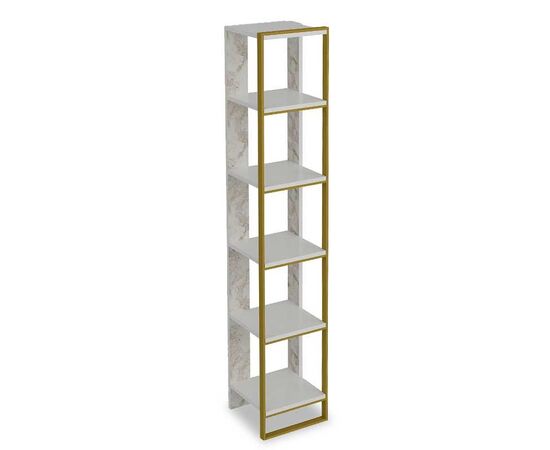 Βιβλιοθήκη Marble pakoworld χρώμα λευκό μαρμάρου-χρυσό 32x31,5x178,5εκ - ΒΙΒΛΙΟΘΗΚΕΣ στο Milonadakis.gr