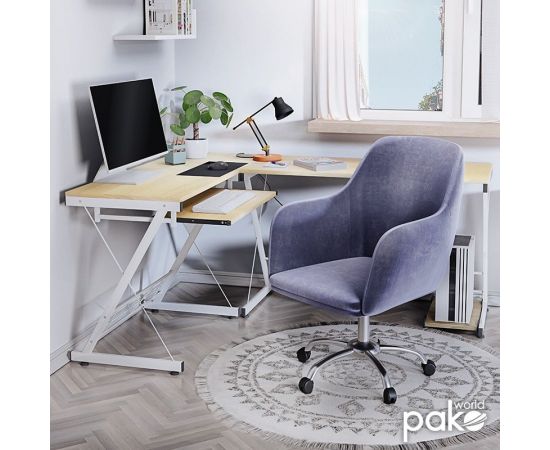 Γραφείο γωνιακό αναστρέψιμο Levi pakoworld-MDF χρώμα oak-λευκό 158x120x73εκ - ΓΡΑΦΕΙΑ στο Milonadakis.gr