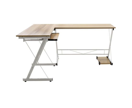 Γραφείο γωνιακό αναστρέψιμο Levi pakoworld-MDF χρώμα oak-λευκό 158x120x73εκ - ΓΡΑΦΕΙΑ στο Milonadakis.gr