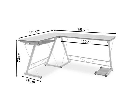 Γραφείο γωνιακό αναστρέψιμο Levi pakoworld-MDF χρώμα oak-λευκό 158x120x73εκ - ΓΡΑΦΕΙΑ στο Milonadakis.gr