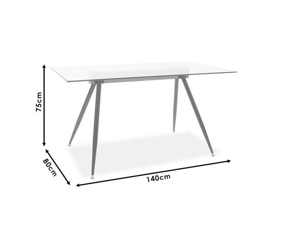 Τραπέζι Astrid pakoworld γυάλινο 10χιλ - πόδι μαύρο 140x80x75εκ - ΤΡΑΠΕΖΙΑ ΚΟΥΖΙΝΑΣ στο Milonadakis.gr