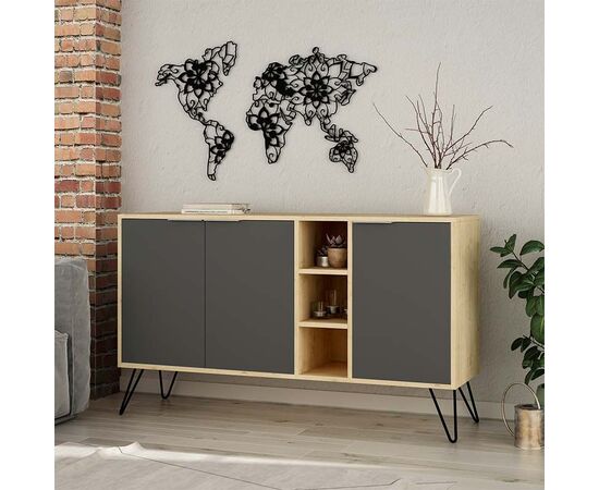 Μπουφές Clara pakoworld χρώμα light oak-ανθρακί 142x35.5x83εκ - ΜΠΟΥΦΕΔΕΣ-ΚΟΝΣΟΛΕΣ στο Milonadakis.gr