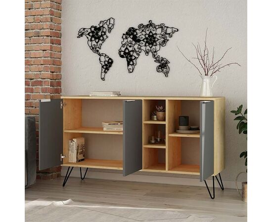 Μπουφές Clara pakoworld χρώμα light oak-ανθρακί 142x35.5x83εκ - ΜΠΟΥΦΕΔΕΣ-ΚΟΝΣΟΛΕΣ στο Milonadakis.gr