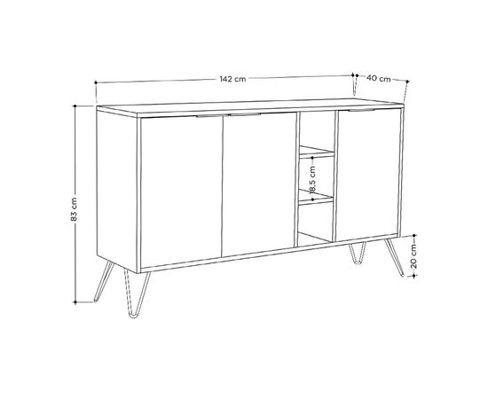 Μπουφές Clara pakoworld χρώμα light oak-ανθρακί 142x35.5x83εκ - ΜΠΟΥΦΕΔΕΣ-ΚΟΝΣΟΛΕΣ στο Milonadakis.gr