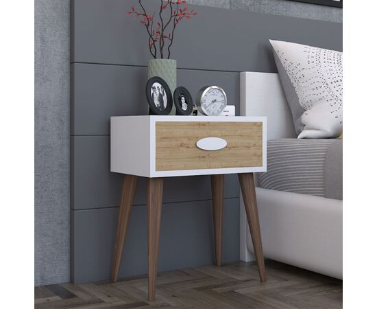 Κομοδίνο Laber pakoworld με ένα συρτάρι καρυδί-λευκό-sonoma 45x30x57.5εκ - ΚΟΜΟΔΙΝΑ στο Milonadakis.gr