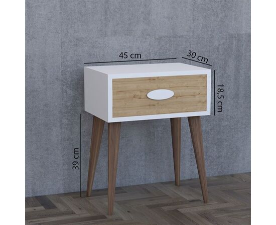Κομοδίνο Laber pakoworld με ένα συρτάρι καρυδί-λευκό-sonoma 45x30x57.5εκ - ΚΟΜΟΔΙΝΑ στο Milonadakis.gr