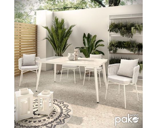 Τραπέζι Zeren pakoworld μέταλλο λευκό-γυαλί 160x90x78εκ - ΤΡΑΠΕΖΙΑ ΕΞ. ΧΩΡΟΥ στο Milonadakis.gr