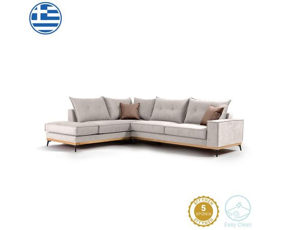 Γωνιακός καναπές δεξιά γωνία Luxury II pakoworld ύφασμα cream-mocha 290x235x95εκ - ΚΑΝΑΠΕΔΕΣ-ΣΑΛΟΝΙΑ στο Milonadakis.gr
