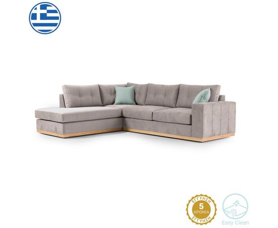 Γωνιακός καναπές δεξιά γωνία Boston pakoworld ύφασμα elephant-ciel 280x225x90εκ - ΚΑΝΑΠΕΔΕΣ-ΣΑΛΟΝΙΑ στο Milonadakis.gr