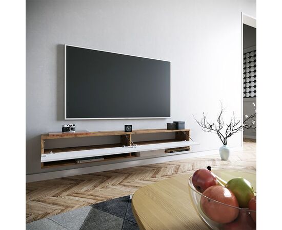 Έπιπλο τηλεόρασης επιτοίχιο Handra pakoworld λευκό-oak 180x31,5x29,5εκ - ΕΠΙΠΛΑ ΤΗΛΕΟΡΑΣΗΣ στο Milonadakis.gr