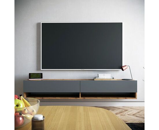 Έπιπλο τηλεόρασης επιτοίχιο Handra pakoworld ανθρακί-oak 180x31,5x29,5εκ - ΕΠΙΠΛΑ ΤΗΛΕΟΡΑΣΗΣ στο Milonadakis.gr