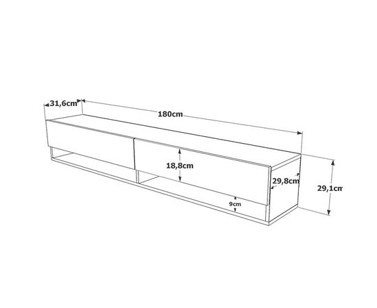 Έπιπλο τηλεόρασης επιτοίχιο Handra pakoworld ανθρακί-oak 180x31,5x29,5εκ - ΕΠΙΠΛΑ ΤΗΛΕΟΡΑΣΗΣ στο Milonadakis.gr