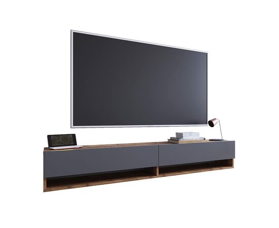 Έπιπλο τηλεόρασης επιτοίχιο Handra pakoworld ανθρακί-oak 180x31,5x29,5εκ - ΕΠΙΠΛΑ ΤΗΛΕΟΡΑΣΗΣ στο Milonadakis.gr