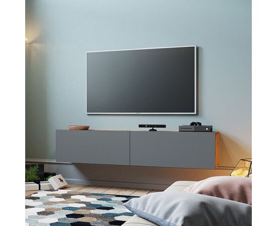 Έπιπλο τηλεόρασης επιτοίχιο Dello pakoworld ανθρακί-oak 140x31,5x29,5εκ - ΕΠΙΠΛΑ ΤΗΛΕΟΡΑΣΗΣ στο Milonadakis.gr