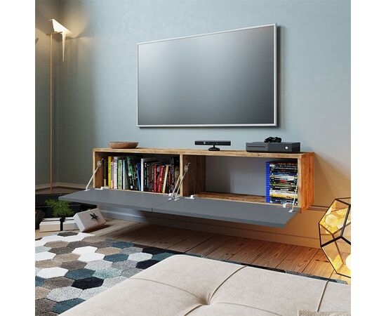 Έπιπλο τηλεόρασης επιτοίχιο Dello pakoworld ανθρακί-oak 140x31,5x29,5εκ - ΕΠΙΠΛΑ ΤΗΛΕΟΡΑΣΗΣ στο Milonadakis.gr