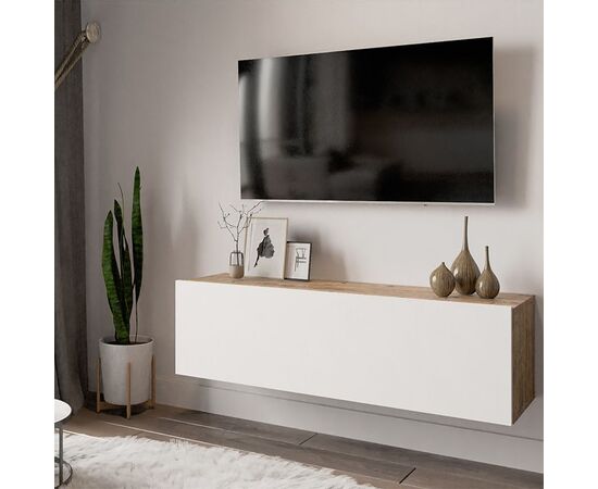 Έπιπλο τηλεόρασης επιτοίχιο Serit pakoworld λευκό-oak 100x31,5x29,5εκ - ΕΠΙΠΛΑ ΤΗΛΕΟΡΑΣΗΣ στο Milonadakis.gr