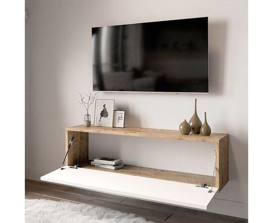 Έπιπλο τηλεόρασης επιτοίχιο Serit pakoworld λευκό-oak 100x31,5x29,5εκ - ΕΠΙΠΛΑ ΤΗΛΕΟΡΑΣΗΣ στο Milonadakis.gr