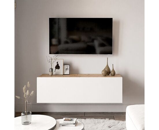 Έπιπλο τηλεόρασης επιτοίχιο Serit pakoworld λευκό-oak 100x31,5x29,5εκ - ΕΠΙΠΛΑ ΤΗΛΕΟΡΑΣΗΣ στο Milonadakis.gr
