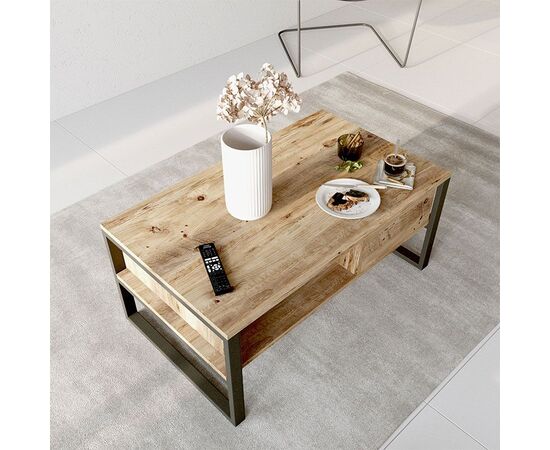 Τραπέζι σαλονιού Honora pakoworld oak-μαύρο 100x60x44,5εκ - ΤΡΑΠΕΖΑΚΙΑ ΣΑΛΟΝΙΟΥ στο Milonadakis.gr